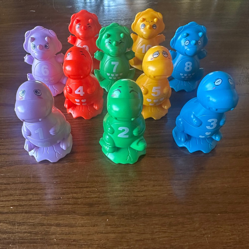 10 Piece Dinosaur Number Matching Toy Set Color Sorting Shape Learning Toddler